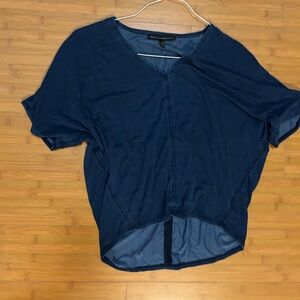 White House Black Market Navy Short-Sleeve V-Neck Top
